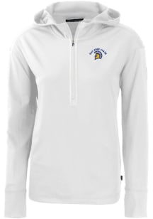 Cutter and Buck San Jose State Spartans Womens White Daybreak Hood 1/4 Zip Pullover
