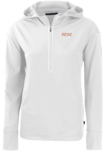 Cutter and Buck Pacific Tigers Womens White Daybreak Hood 1/4 Zip Pullover