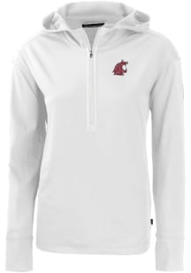 Cutter and Buck Washington State Cougars Womens White Daybreak Hood 1/4 Zip Pullover