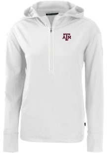 Cutter and Buck Texas A&amp;M Aggies Womens White Daybreak Hood 1/4 Zip Pullover