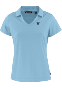 Cutter and Buck Villanova Wildcats Womens Light Blue Daybreak V Neck Short Sleeve Polo Shirt