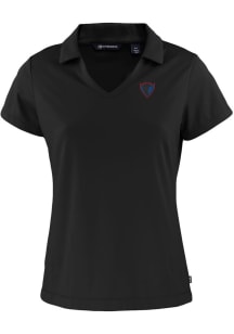 Cutter and Buck DePaul Blue Demons Womens Black Daybreak V Neck Short Sleeve Polo Shirt