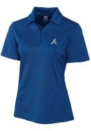 Cutter and Buck Atlanta Braves Womens Blue Drytec Genre Textured Short Sleeve Polo Shirt