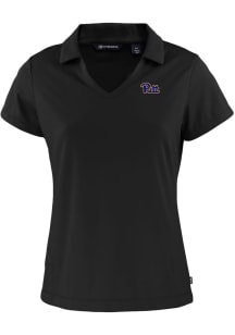 Cutter and Buck Pitt Panthers Womens Black Daybreak V Neck Short Sleeve Polo Shirt