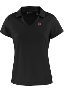 Cutter and Buck Rutgers Scarlet Knights Womens Black Daybreak V Neck Short Sleeve Polo Shirt