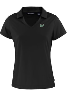Cutter and Buck South Florida Bulls Womens Black Daybreak V Neck Short Sleeve Polo Shirt