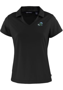 Cutter and Buck Tulane Green Wave Womens Black Daybreak V Neck Short Sleeve Polo Shirt
