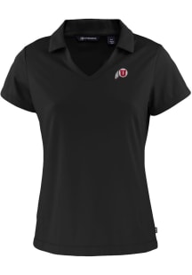 Cutter and Buck Utah Utes Womens Black Daybreak V Neck Short Sleeve Polo Shirt