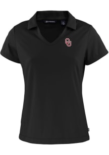 Cutter and Buck Oklahoma Sooners Womens Black Daybreak V Neck Short Sleeve Polo Shirt