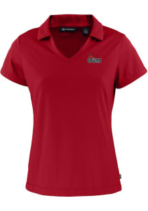 Cutter and Buck Central Missouri Mules Womens Red Daybreak V Neck Short Sleeve Polo Shirt