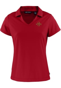 Cutter and Buck Iowa State Cyclones Womens Red Daybreak V Neck Short Sleeve Polo Shirt