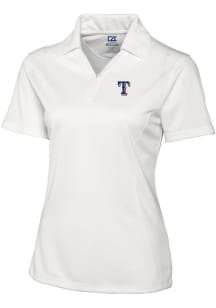 Cutter and Buck Texas Rangers Womens White Drytec Genre Textured Short Sleeve Polo Shirt