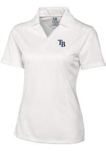 Cutter and Buck Tampa Bay Rays Womens White Drytec Genre Textured Short Sleeve Polo Shirt