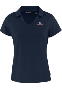 Cutter and Buck Gonzaga Bulldogs Womens Navy Blue Daybreak V Neck Short Sleeve Polo Shirt