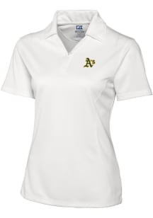 Cutter and Buck Oakland Athletics Womens White Drytec Genre Textured Short Sleeve Polo Shirt