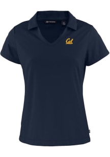 Cutter and Buck Cal Golden Bears Womens Navy Blue Daybreak V Neck Short Sleeve Polo Shirt