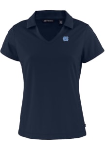 Cutter and Buck North Carolina Tar Heels Womens Navy Blue Daybreak V Neck Short Sleeve Polo Shir..