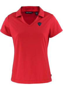 Cutter and Buck DePaul Blue Demons Womens Red Daybreak V Neck Short Sleeve Polo Shirt