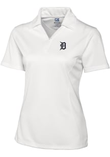 Cutter and Buck Detroit Tigers Womens White Drytec Genre Textured Short Sleeve Polo Shirt