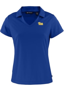 Cutter and Buck Pitt Panthers Womens Blue Daybreak V Neck Short Sleeve Polo Shirt