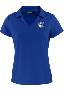 Cutter and Buck Saint Louis Billikens Womens Blue Daybreak V Neck Short Sleeve Polo Shirt