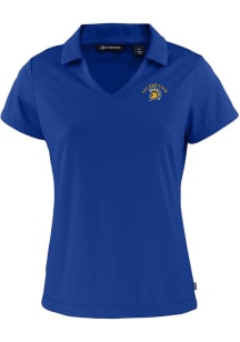 Cutter and Buck San Jose State Spartans Womens Blue Daybreak V Neck Short Sleeve Polo Shirt