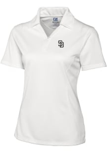 Cutter and Buck San Diego Padres Womens White Drytec Genre Textured Short Sleeve Polo Shirt