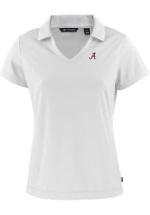 Cutter and Buck Alabama Crimson Tide Womens White Daybreak V Neck Short Sleeve Polo Shirt