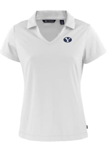 Cutter and Buck BYU Cougars Womens White Daybreak V Neck Short Sleeve Polo Shirt