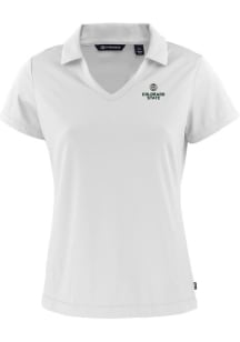 Cutter and Buck Colorado State Rams Womens White Daybreak V Neck Short Sleeve Polo Shirt