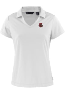 Cutter and Buck Cornell Big Red Womens White Daybreak V Neck Short Sleeve Polo Shirt