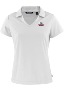 Cutter and Buck Gonzaga Bulldogs Womens White Daybreak V Neck Short Sleeve Polo Shirt