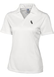 Cutter and Buck Chicago White Sox Womens White Drytec Genre Textured Short Sleeve Polo Shirt