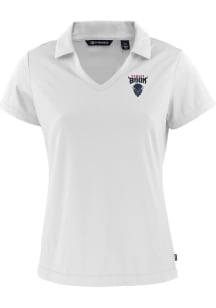 Cutter and Buck Howard Bison Womens White Daybreak V Neck Short Sleeve Polo Shirt