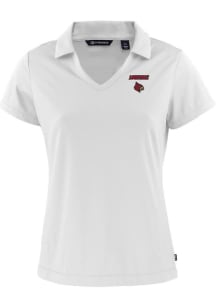 Cutter and Buck Louisville Cardinals Womens White Daybreak V Neck Short Sleeve Polo Shirt