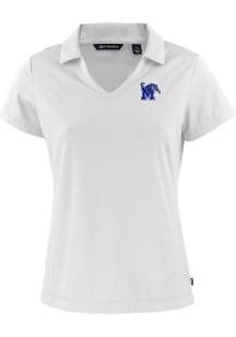 Cutter and Buck Memphis Tigers Womens White Daybreak V Neck Short Sleeve Polo Shirt