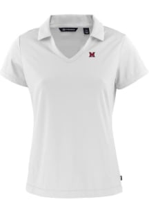 Cutter and Buck Miami RedHawks Womens White Daybreak V Neck Short Sleeve Polo Shirt