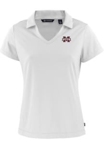 Cutter and Buck Mississippi State Bulldogs Womens White Daybreak V Neck Short Sleeve Polo Shirt