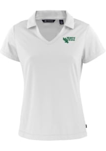 Cutter and Buck North Texas Mean Green Womens White Daybreak V Neck Short Sleeve Polo Shirt