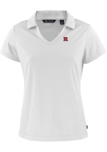 Cutter and Buck Rutgers Scarlet Knights Womens White Daybreak V Neck Short Sleeve Polo Shirt