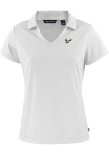 Cutter and Buck South Florida Bulls Womens White Daybreak V Neck Short Sleeve Polo Shirt