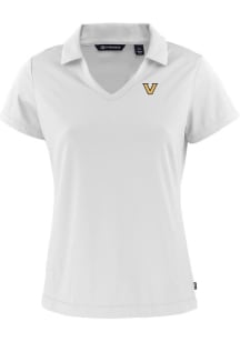 Cutter and Buck Vanderbilt Commodores Womens White Daybreak V Neck Short Sleeve Polo Shirt