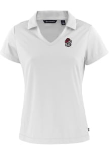Cutter and Buck Georgia Bulldogs Womens White Daybreak V Neck Short Sleeve Polo Shirt