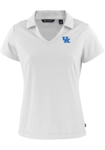 Cutter and Buck Kentucky Wildcats Womens White Daybreak V Neck Short Sleeve Polo Shirt