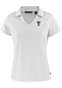 Cutter and Buck Texas Tech Red Raiders Womens White Daybreak V Neck Short Sleeve Polo Shirt