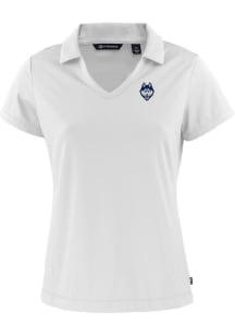 Cutter and Buck UConn Huskies Womens White Daybreak V Neck Short Sleeve Polo Shirt