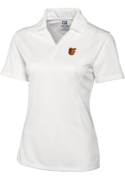 Cutter and Buck Baltimore Orioles Womens White Drytec Genre Textured Short Sleeve Polo Shirt