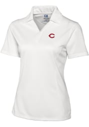 Cutter and Buck Cincinnati Reds Womens White Drytec Genre Textured Short Sleeve Polo Shirt