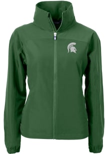 Womens Michigan State Spartans Green Cutter and Buck Charter Eco Light Weight Jacket
