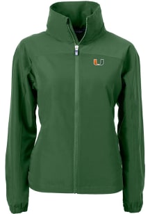 Cutter and Buck Miami Hurricanes Womens Green Charter Eco Light Weight Jacket